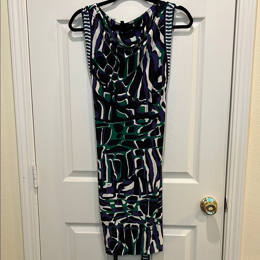 BCBGMaxAzria Black and Green Sheath Midi Dress- New without tag